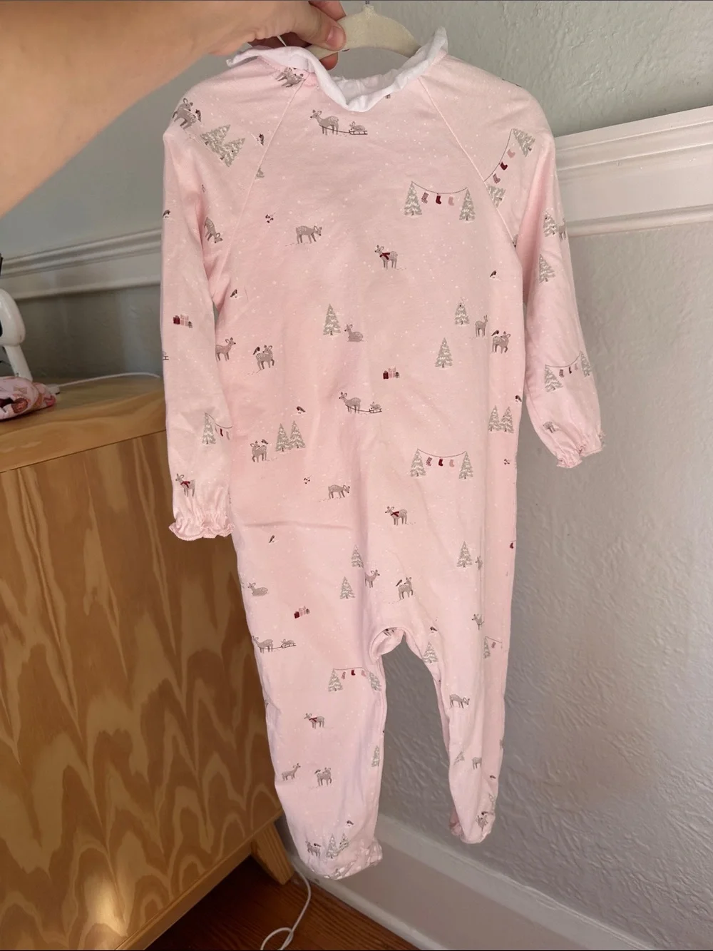 Pink Holiday Forest Footed Baby Pajamas